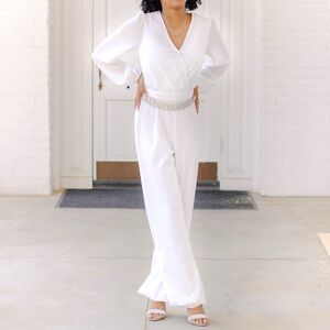 Windsor White Long Sleeve Jumpsuit